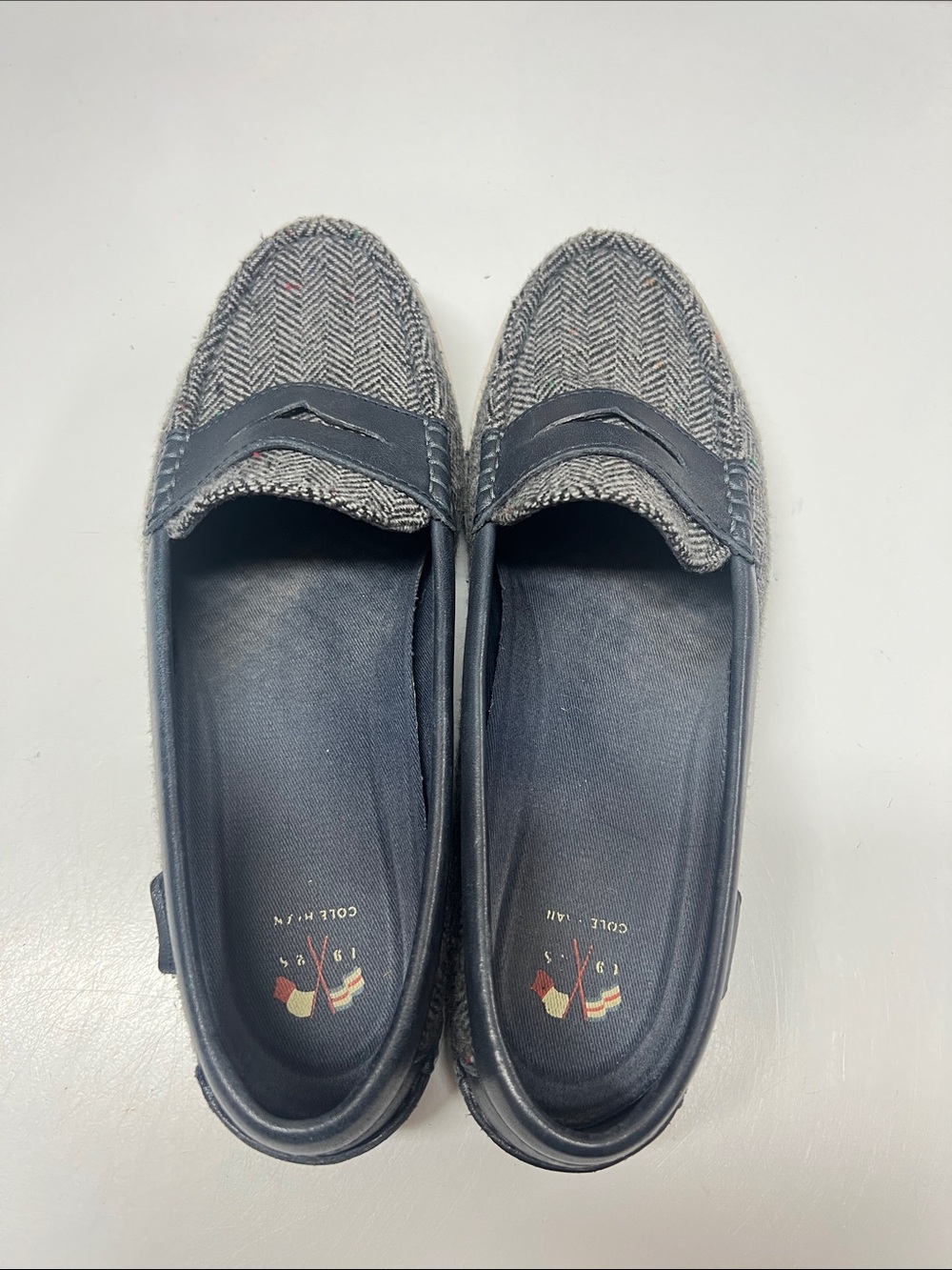 Cole Haan Gray Herringbone Slip-On Loafers